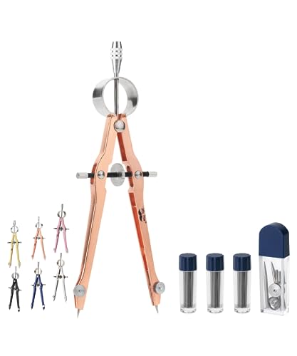 Mr. Pen- Professional Compass for Geometry, Extra Lead | Metal Compass Drawing Tool for Students, Drafting and Engineering, Technical Drawings, Circles and Geometry Projects - color: Rose Gold