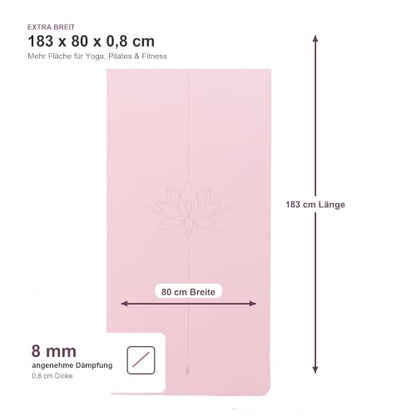 Large Wide TPE Yoga Mat Non-Slip Thick (183 x 80 x 0.8 cm) for Women & Men - Ideal for Home Exercise, Gym, Pilates and Fitness - color: simple line