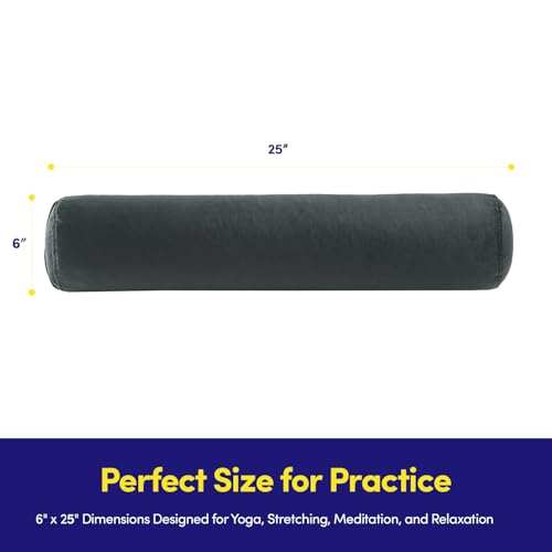 Meditation Cushion Bolster Pillow for Restorative Yoga – Supportive Cushion for Meditation, Pilates, and Relaxation – Filled with Buckwheat Hulls - Removable Cover - color: Black, size: Bolster (Filled with EPS Beans)