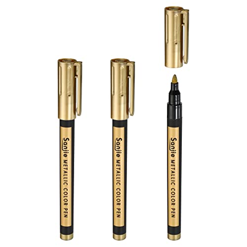 PATIKIL Metallic Marker Pens, 3 Pack Paint Pens Medium Point Colored Markers Art Marker Pen for DIY Craft Photo Album, Gold Tone - color: Gold Tone