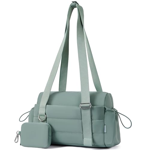 ROULENS Small Gym Bag for Women 2 Set Mini Gym Duffle Bag with Wet Compartment and Coin Wallet, Gym Tote Bag for Workout/Sport/Travel - color: Green