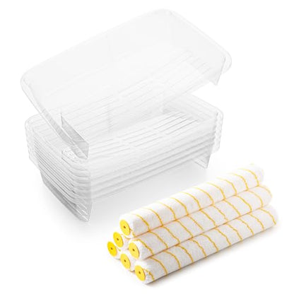 VOOMEY 7 Pcs 18 Inch Paint Tray Liners,6 Pcs 18 Inch Roller Covers, Large Paint Roller Sleeves for Wall, Ceiling, Painters, Painting Surfaces. - size: 7 Pcs 18" Tray Liners & 6 Pcs 18" Roller