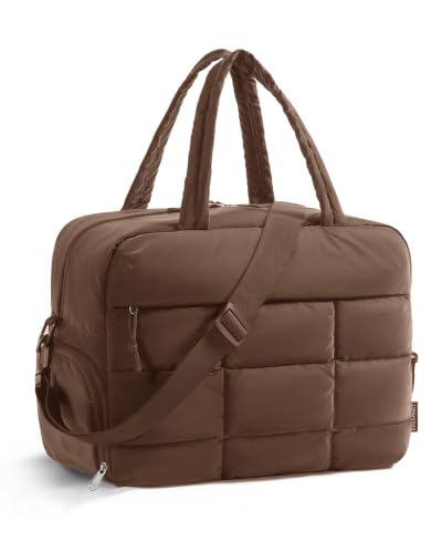 BAGSMART Gym Bag for Women, Carry on Travel Duffel Bag, Water-resistant Weekender with Shoe Compartment for Gym Travel Work, Chocolate, Medium - color: Chocolate, size: Medium
