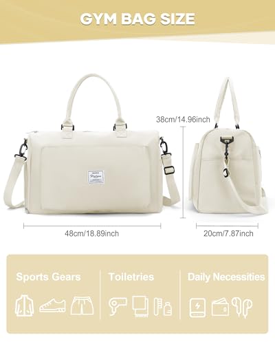 Travel Duffel Bag Weekender Bags for Women Carry On Gym Tote Bags White - color: G4-Cream White