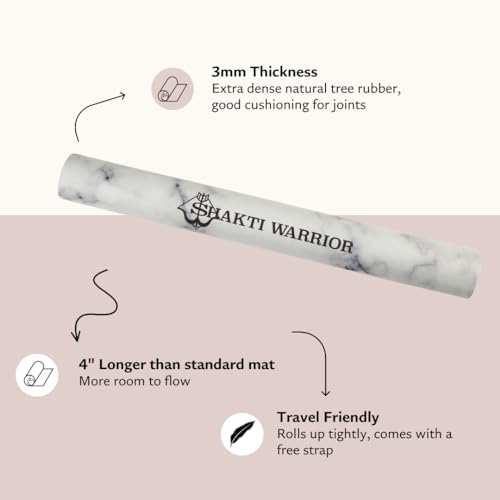 Shakti Warrior Suede Yoga Mat, Non Slip, 72 x 24 Inch, 3mm Thick - color: Marble