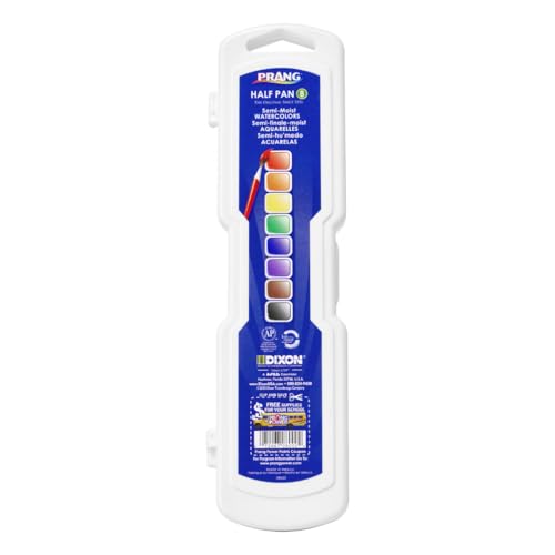 Prang Semi-Moist Watercolors 8-Color Half Pan Paint Set, Pack of 1 | Refillable, Size 6 Paint Brush Included - color: 8-Color Set (1-Pack)