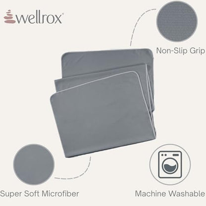 Wellrox Microfiber Yoga Mat Towel with Grip – Ultra Absorbent, Super Soft, and Quick Dry Hot Yoga Towel Non Slip for Pilates, Bikram, and Fitness Workouts (74” x 26”, Grey) - color: Grey