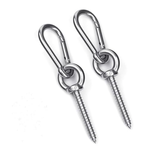 Hammock Hanging Kit, Load Capacity 1400 LBS, Stainless Steel Hooks Heavy Duty Carabiner Set for Hammock Yoga Swing Chair Hook for Indoor, Outdoor, Wall, Trees, Porch - color: 4-packs Hammock Hanging Hook Kit