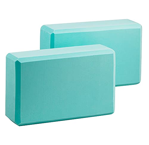 EXERZ Yoga Blocks 2 pack, Gym Blocks, Exercise Workout Fitness Bricks, Pilates Stretch Handstand Non-Slip - color: Turquoise