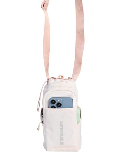 STANLEY Vitalize Carry-All Bag | Bottle Holder with Drawstring Cinch | Adjustable Shoulder Strap | Zippered Valuables Pocket | Durable Recycled Fabric | Rose Quartz - color: Rose Quartz, size: Carry-All