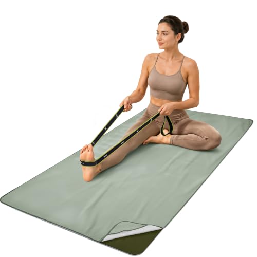 Gogokiwi Yoga Mat and Towel Set with Strap, 72 x 36 in, Non Slip Pilates - color: Sage