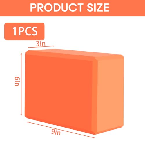 Yoga Block - Supportive Latex-Free Eva Foam - Soft Non-Slip Surface with Beveled Edges for Yoga, Pilates, Meditation - Yoga Accessories for Stability, Balance, Deepen Stretches - color: orange