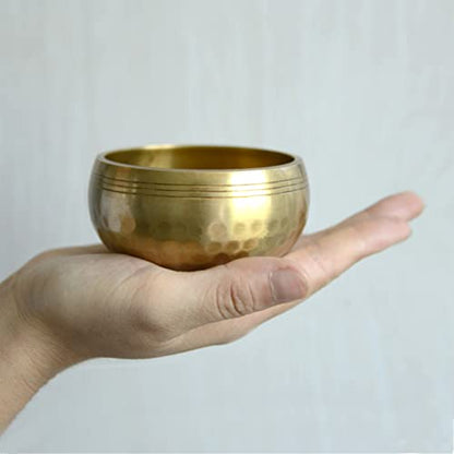 Singing Bowls, Tibetan Singing Bowl Set, Meditation Bowl, Sound Bowls-Easy To Play for Beginners - color: Gold Starter Edition - 3.15 inch