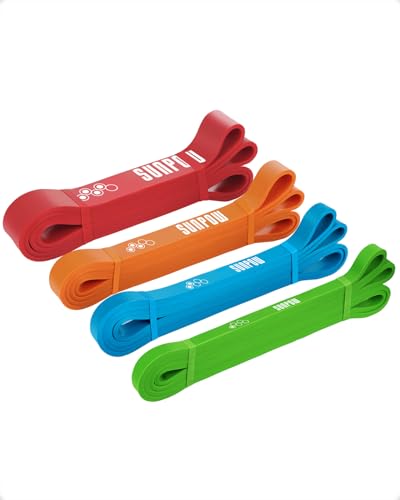 SUNPOW Pull Up Assistance Bands, Set of 5 Heavy Duty Resistance Bands for Men & Women, Natural Latex Exercise Bands for Pull-Up Progression, Home Workout, Strength Training, Mobility & Stretching - color: Multicolor（5-135lbs）