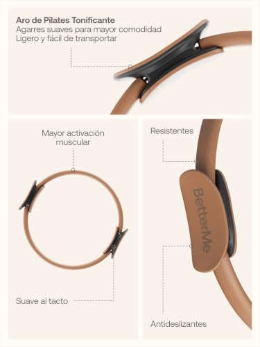 BetterMe Toning Pilates Ring – Magic Circle Pilates Ring for Strength & Flexibility – 15 Inch Fitness Ring for Home Pilates & Yoga Workouts - color: Mocha