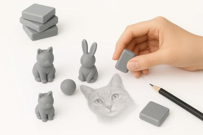Kneaded Erasers, 24 Pack – Grey, Moldable & Kneadable Art Erasers for Drawing, Sketching, & Artist Use, Perfect for Artists, Drawings, & Crafting - color: Grey