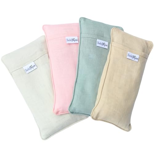Sacksy Thyme Organic Linen Eye Pillow - Lavender & Flaxseed for Relaxation, Yoga, Stress Relief - Microwavable Heating Pad & Cool Compress - Made in USA - Gifts for Meditation - color: Pink (Lavender)
