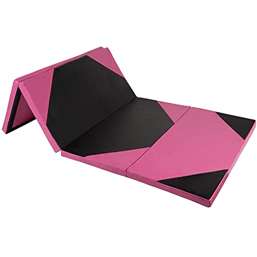 Polar Aurora 4'x10'x2 Thick Folding Gymnastics Exercise Mat Aerobics Stretching Yoga Mats - color: New Red-Black