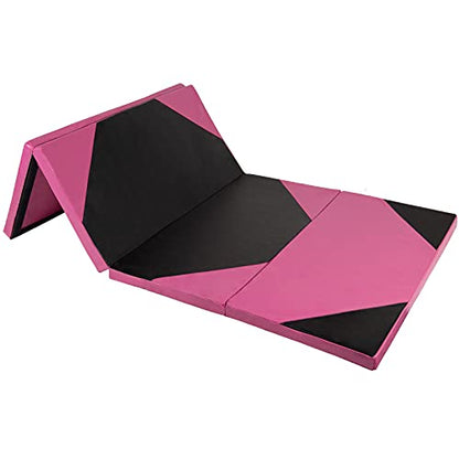 Polar Aurora 4'x10'x2 Thick Folding Gymnastics Exercise Mat Aerobics Stretching Yoga Mats - color: New Red-Black