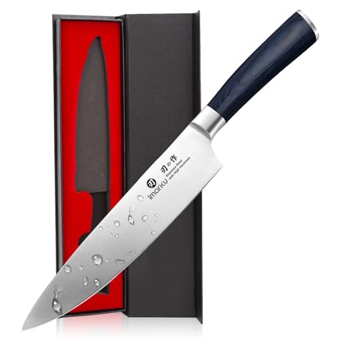 imarku 8 Inch Japanese High Carbon Gyutou Chef Knife, Blue Pakkawood Handle | Stainless Steel Blade, Daily Home Cooking Prep, Ultra Sharp Professional Kitchen Knife, Premium Gift for Men and Women - color: Blue