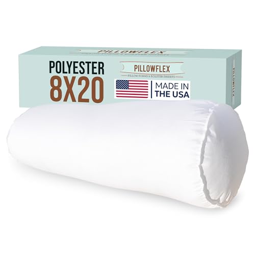 Pillowflex White Bolster Pillow Insert 8x20 in - Soft White Decorative Sham - size: 8 Inch by 20 Inch
