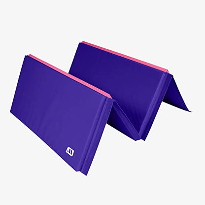 We Sell Mats Gymnastics Mat, Folding Tumbling Mat, Portable with Hook & Loop Fasteners - color: Purple / Pink, size: 4 ft x 8 ft x 2 in