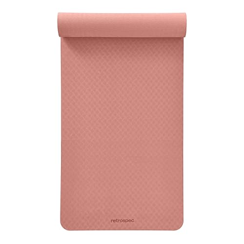 Retrospec Zuma 1/2" Yoga Mat Non Slip Exercise Mat For Pilates, Workout | 72x24x1/2", Gym Mat, Yoga Mat Strap, TPE Yoga Mat, Eco Friendly, Elastic Memory Foam, Moisture Resistant, BPA, Latex Free - color: Rose