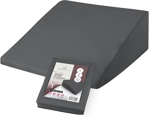 CirclesHome Wedge Pillow Cover 100% Cotton, Zippered Wedge Pillow Case Protector, Soft, Hypoallergenic & Breathable -Dark Grey, (25Wx26Lx7.5) - color: 4 - Dark Grey, size: Wedge (25 x 26 x 7.5 inches) - Set of 1