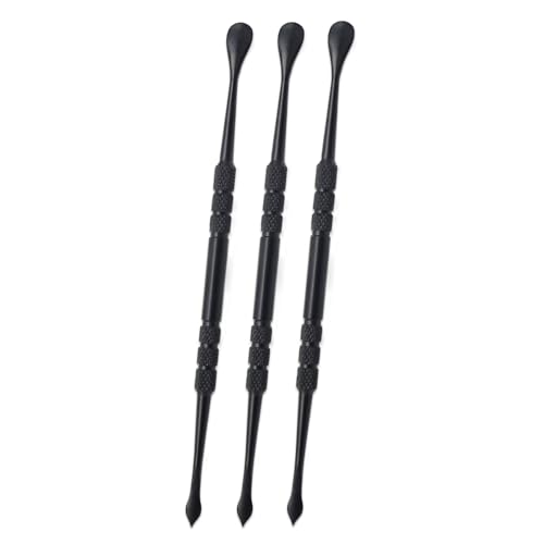 Joyangy 3-Pack Wax Carving Tools 4.6Inch Stainless Steel Double-Ended | clay wax art sculpt, black, wax seal stamp craft, jewelry candle making, smooth lightweight grip - size: 3 Pack(Black)