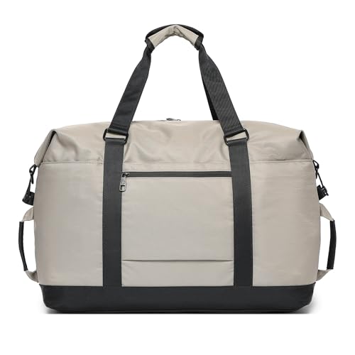 SUNNY BIRD Duffel with Utility Pouch, 40L Weekender Overnight Bag with Shoe Compartment for Travel and Sports (Grey and black) - color: Grey and black