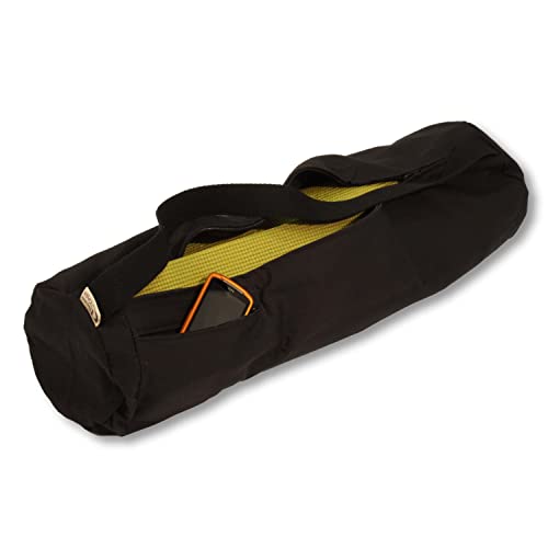 Premium Cotton Yoga Mat Bag with Shoulder Strap - Durable, Breathable and Lightweight Gym Bag to Carry the Standard or Extra Large Mat Sizes - Ideal for Yoga, Pilates & Fitness Equipment - color: Black, size: Extra Large