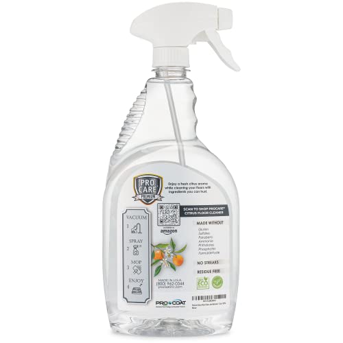 ProCare Citrus Floor Cleaner (Made in USA) | Streak Free Cleaner for Tile, Stone, Laminate, Vinyl & Natural Wood Floor Cleaner for Mopping, Floor Cleaning Solution with Citrus Aroma -32oz Spray Bottle - size: 32 Fl Oz (Pack of 1)