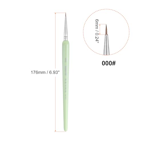 HARFINGTON Detail Paint Brushes 6mm Pointed Tip Nylon Hair Miniature Painting Brush for Watercolor Oil Acrylic Painting(000#), Green - color: Green, size: 000# 6mm