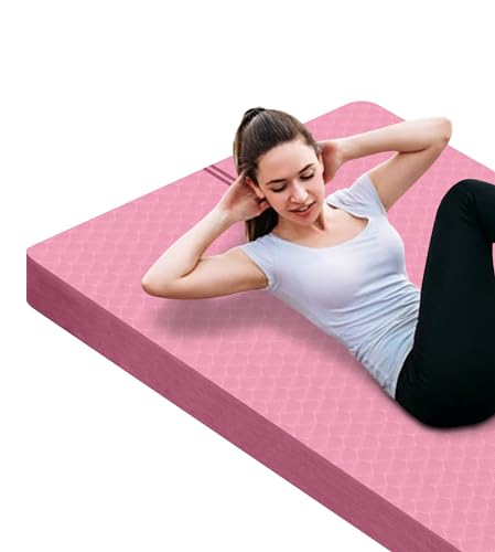 nuveti Large Exercise Mat - 15mm/20mm/30mm Thick Yoga Mat | Workout Mat for Fitness, Yoga, Pilates, Stretching & Floor Exercises for Women & Men with Free Carrying Bag - color: Pink, size: 200X100X30MM