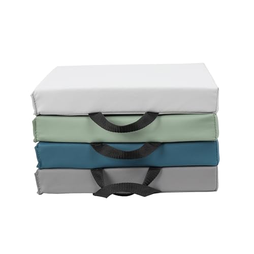 FDP SoftScape 12 inch Square Toddler Floor Cushions with Handles Flexible Seating for Daycare, Preschool, Playroom 1.5 inch Deluxe Foam (4-Piece) - Glacier - color: Glacier