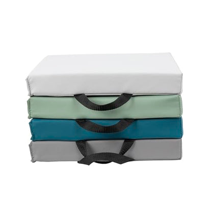 FDP SoftScape 12 inch Square Toddler Floor Cushions with Handles Flexible Seating for Daycare, Preschool, Playroom 1.5 inch Deluxe Foam (4-Piece) - Glacier - color: Glacier