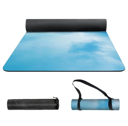 nuveti Yoga Mat Print Extra Thick TPE Non Slip Fitness Exercise Mat with Carrying Bag,72"x24" Extra Thick 6MM Exercise & Workout Mat for Yoga, Pilates Fitness and Floor Exercises - color: Fog-B