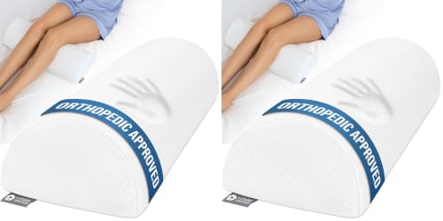 5 STARS UNITED Knee Pillow for Back Sleeping – Half Moon Bolster Pillow for Legs, Under Knee Pillow for Sleeping on Back, Memory Foam Leg Pillow for Back Pain, White (Pack of 2) - color: White, size: Standard (Pack of 2)