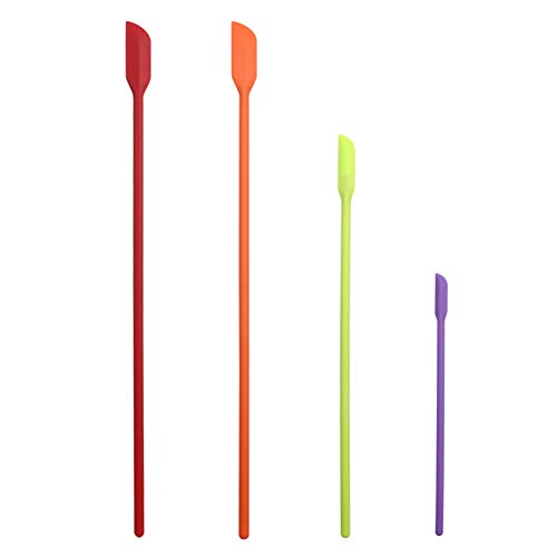 Mini Spatula Silicone Small for Makeup Spatula- Thin Jar ，for Thin Jar/Kitchen Bottles/Cosmetic Bottles 4Pack (Multicolor)