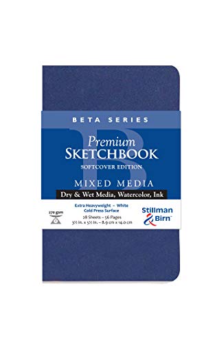 Stillman & Birn Beta Series Softcover Sketchbook, 3.5" x 5.5", 270 GSM (Extra Heavyweight), White Paper, Cold Press Surface - size: 3.5" x 5.5" 270 gsm (Extra Heavyweight)