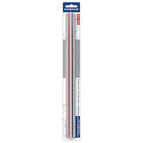 STAEDTLER Professional Triangular Scale Ruler - 12in Metal Architectural Scale with High-Contrast Etched Markings, 6 Imperial Scales for Drafting & Blueprint Reading