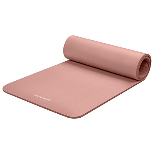 Retrospec Solana Yoga Mat Thick 1/2in Non-Slip Workout Mat with Nylon Strap - 72x24in Exercise Mat for Pilates, Stretching & Fitness - BPA Free, Easy Clean - color: Rose