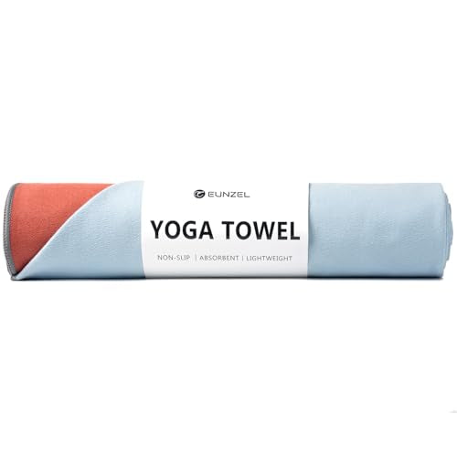 Eunzel Hot Yoga Mat Towel, Reversible Two-Tone 72" x 26.5" | Reversible Two-Tone Design, Absorbent Microfiber, Hot Yoga & Pilates, Soft Double-Sided Fabric - color: Sedona Red& Blue