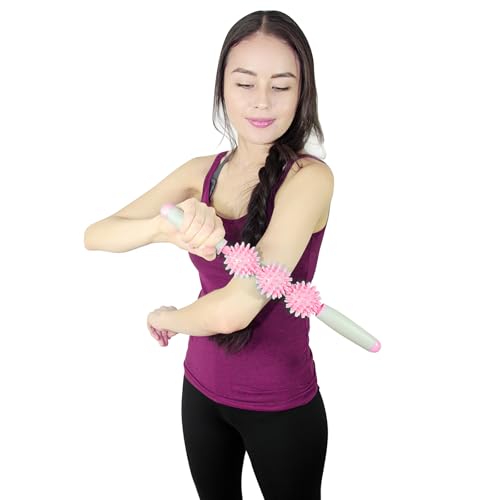 Coolife Fascia Muscle Roller, Cellulite Massager, Fascia Roller Stick - color: Pink