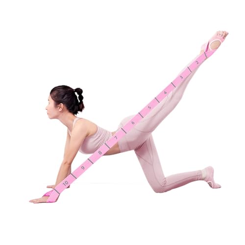 11 Loops Stretch band - Yoga, Pilates, Ballet, and Physical Therapy Stretching strap for Flexibility, Leg Stretching, and Exercise - Durable Stretching equipment for Dance and Fitness - color: 11 Grids-Pink