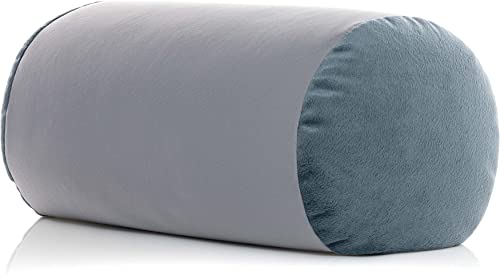 Microbead Bolster Neck Roll Pillow, 14x8 in Cylinder Tube, Cool Grey | Silky smooth face helps prevent sleep creases and hair breakage, light squishy support for head and shoulders, travel ready - color: Cool Grey