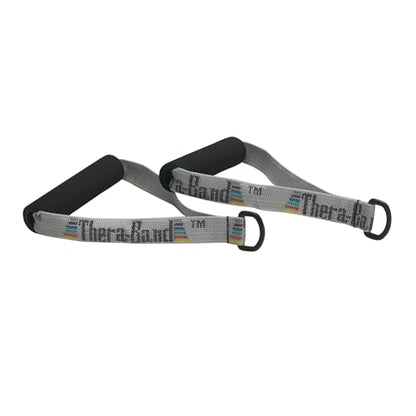 THERABAND Resistance Band Handles, Attachments for Resistance Bands and Tubing, Pair of Foam Grip Pull Handles for Lower and Upper Body Exercises, Pilates, Yoga, Home Workouts Without Weights