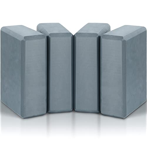 4 Pack Foam Yoga Blocks, Soft EVA Exercise Block Non Slip Grey