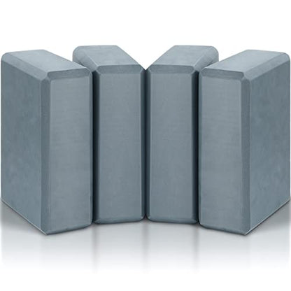 4 Pack Foam Yoga Blocks, Soft EVA Exercise Block Non Slip Grey