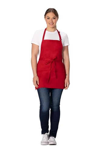 Chef Works Unisex Three Pocket Apron - color: Red